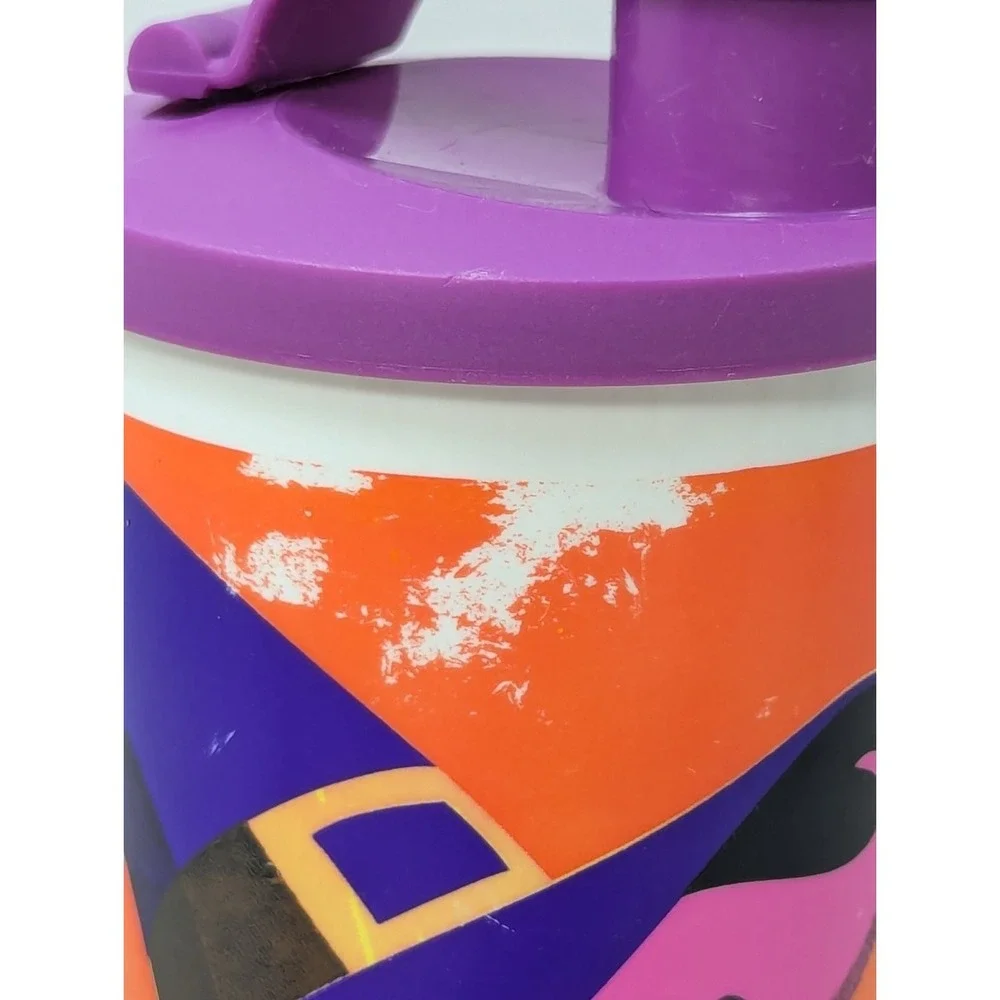 Tupperware 16 oz Halloween Witch Flip‎ Top Plastic Tumbler Cup orange purple